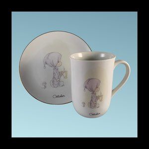 Vintage Precious Moments October Mug & Plate Set